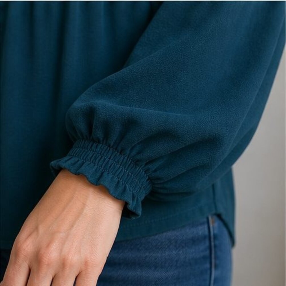 Teal Ruffle Blouse - Picture 5 of 6